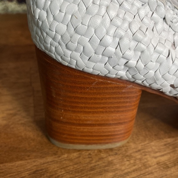COS Braided White Leather Shoes with Block Funky Heels Size 9 - Picture 8 of 15